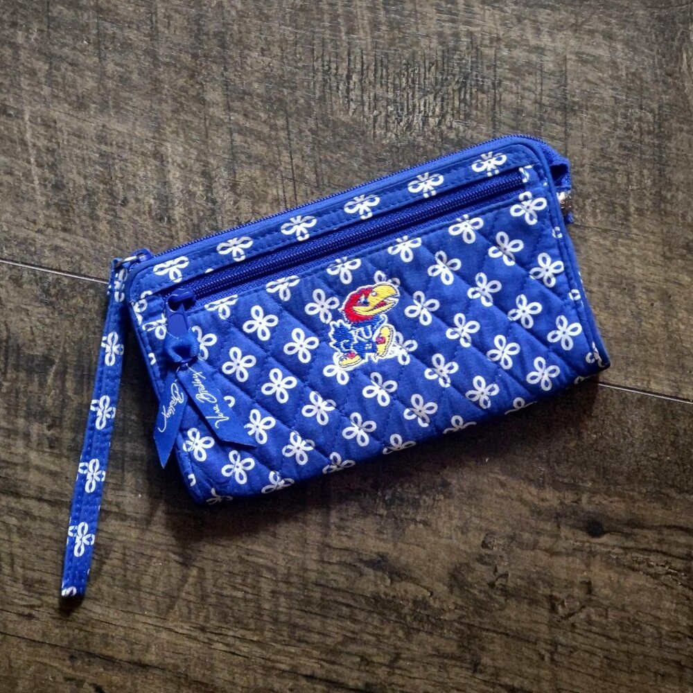 Vera Bradley University of Kansas Jayhawks front zip wristlet - like new